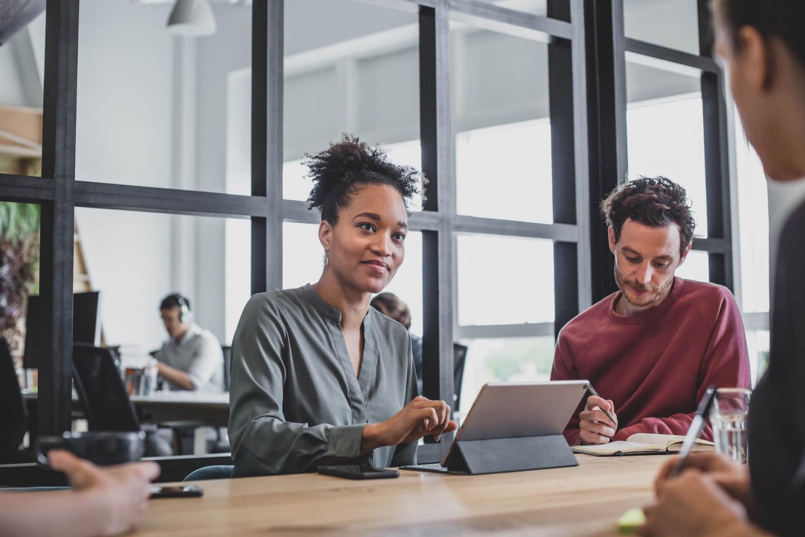 Woman with a laptop coworking